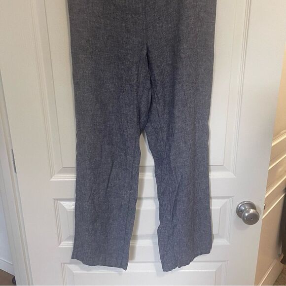 Chicos Linen Blend Pull On Elastic Waist Pants Back Pockets Gray Size .5 Medium - Picture 4 of 15